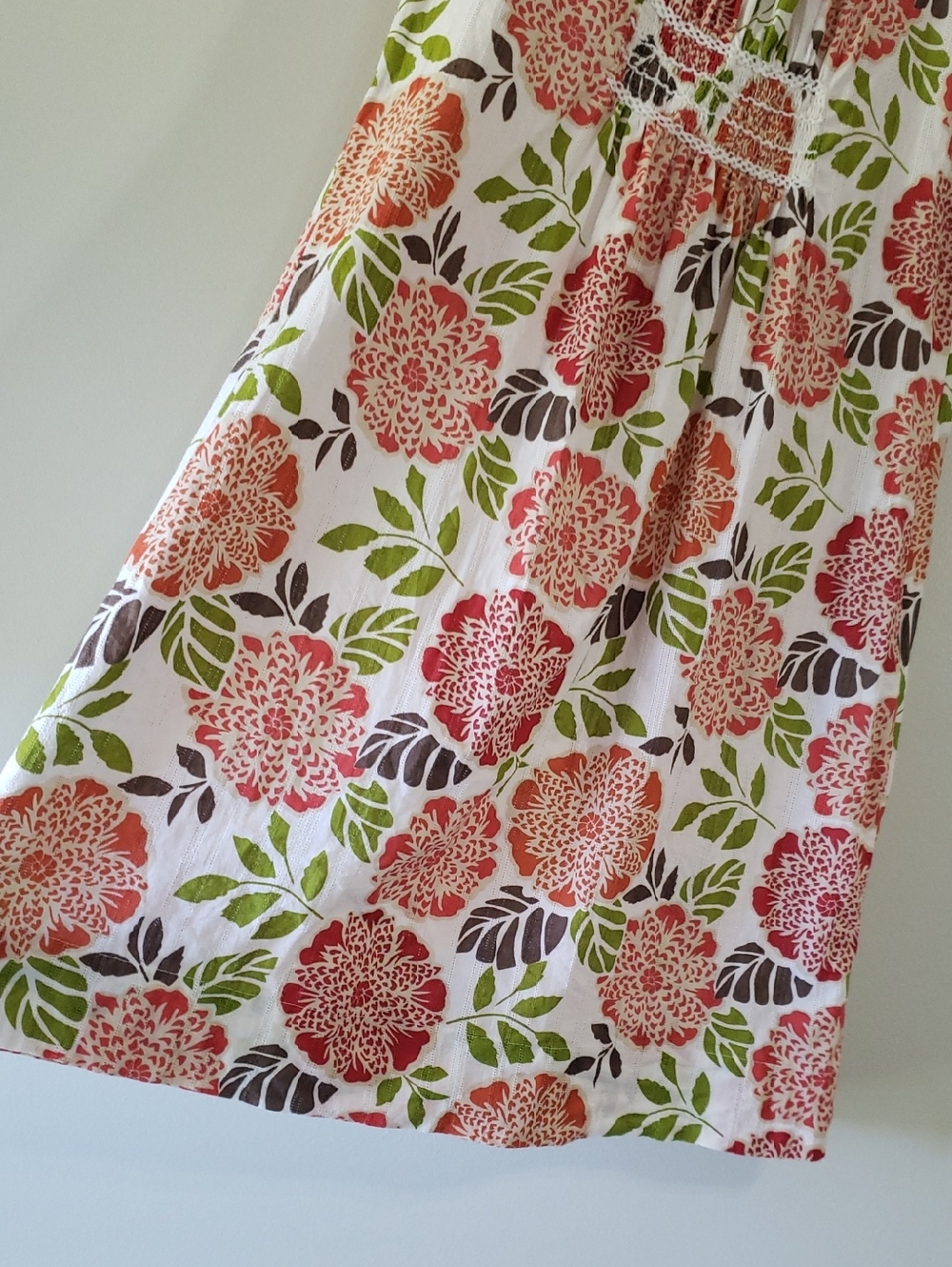 Boden Breezy Beach Cotton Floral Mini Dress 12L White Green Orange Lightweight - Picture 9 of 16